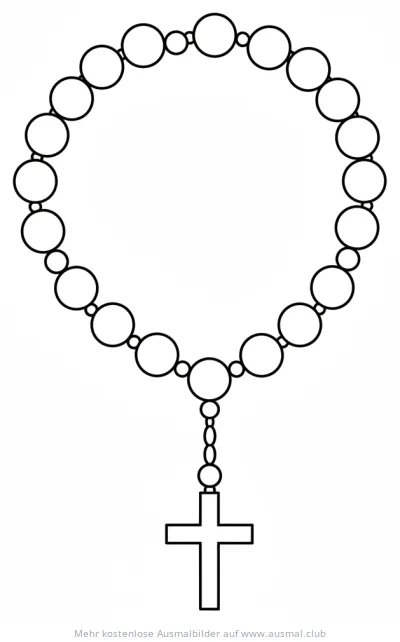 Rosenkranz mit Kreuz Ausmalbild