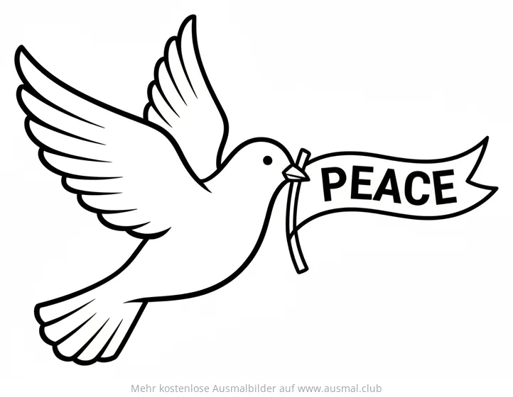 Friedenstaube mit Peace-Banner Ausmalbild