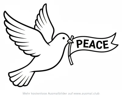 Friedenstaube mit Peace-Banner Ausmalbild