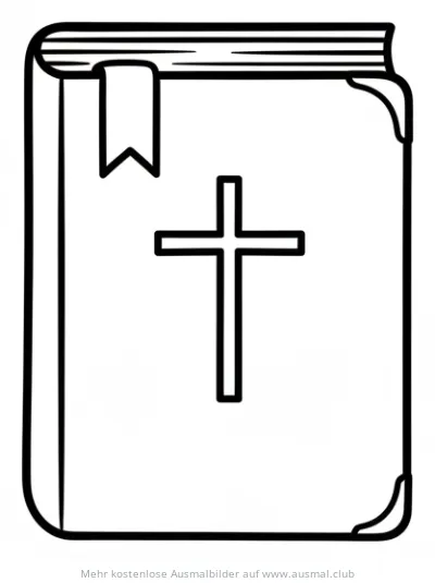 Bibel mit Kreuz Ausmalbild
