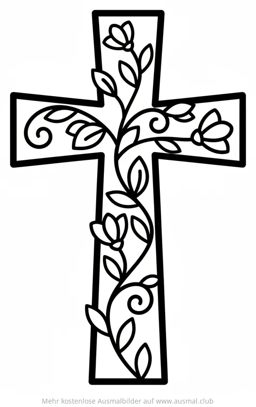 Blumenkreuz Ausmalbild für Konfirmation