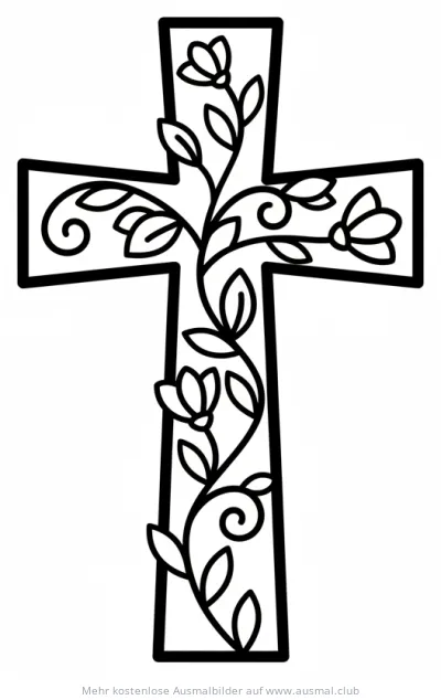 Blumenkreuz Ausmalbild für Konfirmation