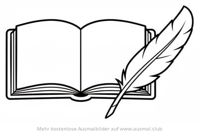 Buch mit Feder Ausmalbild für Konfirmation