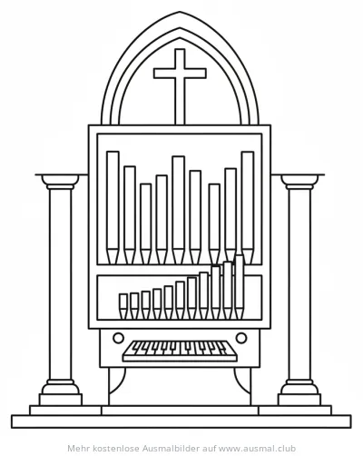 Orgel Ausmalbild für Konfirmation