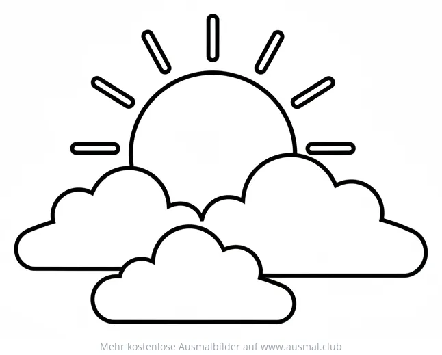 Sonne und Wolken Ausmalbild