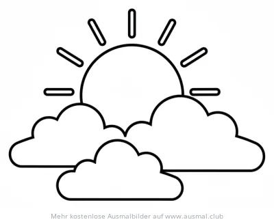 Sonne und Wolken Ausmalbild