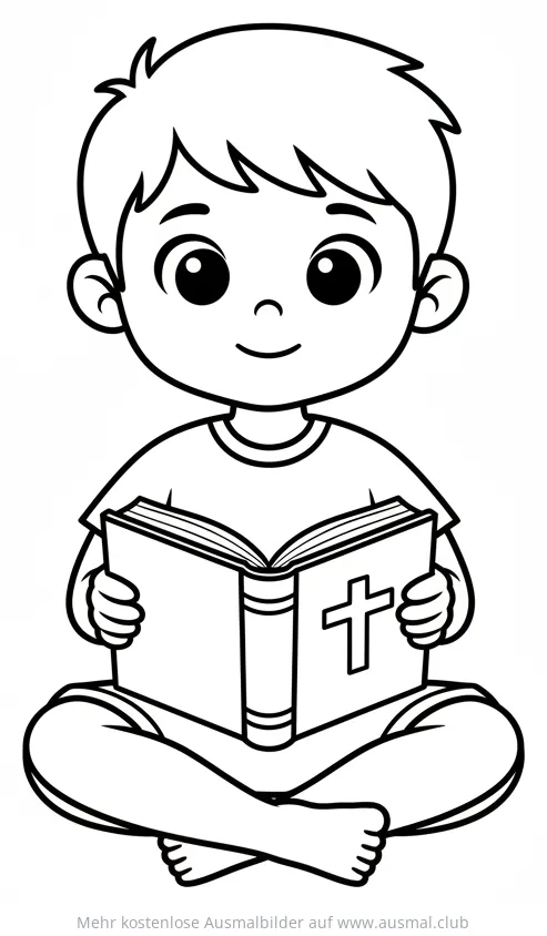 Junge liest Bibel Ausmalbild