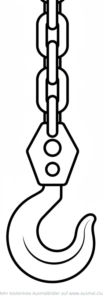 Kran Haken an Kette Ausmalbild