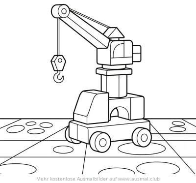 Spielzeug Kran aus Bauklötzen Ausmalbild