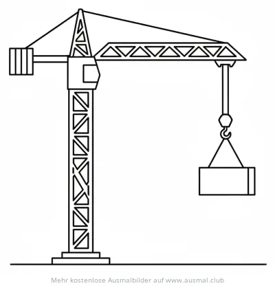 Baukran mit Lastencontainer Ausmalbild