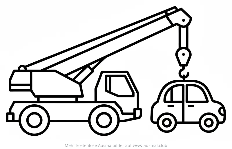 Autokran hebt Auto Ausmalbild