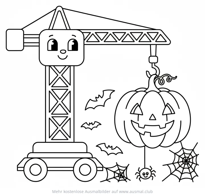 Kran mit Kürbis Ausmalbild für Halloween
