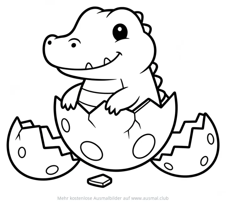 Krokodil Baby schlüpft aus Ei Ausmalbild