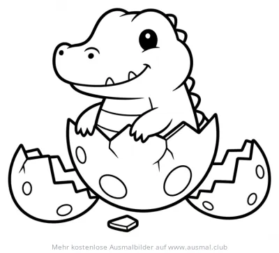 Krokodil Baby schlüpft aus Ei Ausmalbild