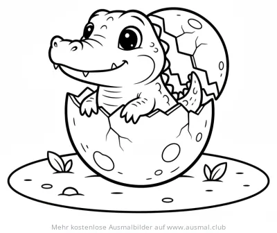 Baby Krokodil schlüpft aus Ei Ausmalbild