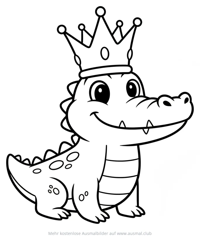 Krokodil mit Krone Ausmalbild