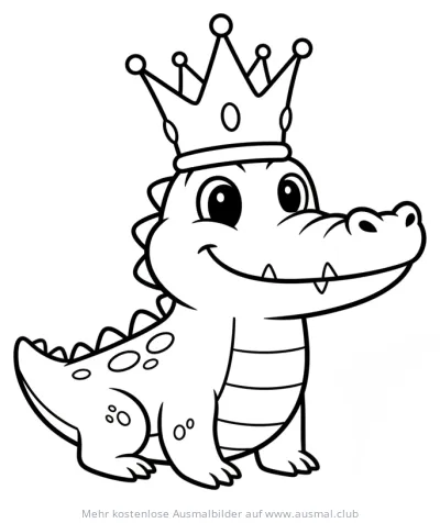 Krokodil mit Krone Ausmalbild