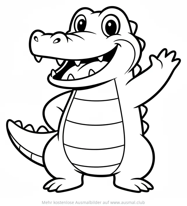 Freundliches, winkendes Krokodil Ausmalbild