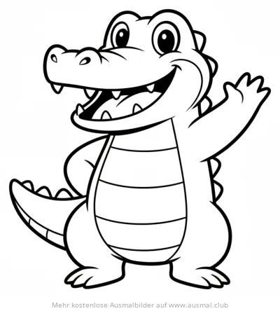 Freundliches, winkendes Krokodil Ausmalbild