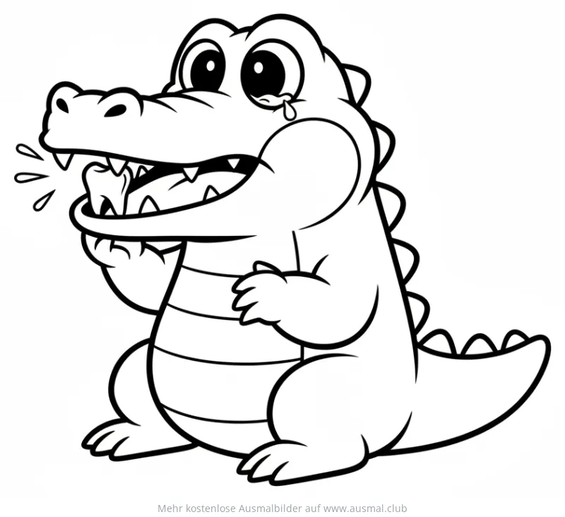 Krokodil mit Zahnschmerz Ausmalbild