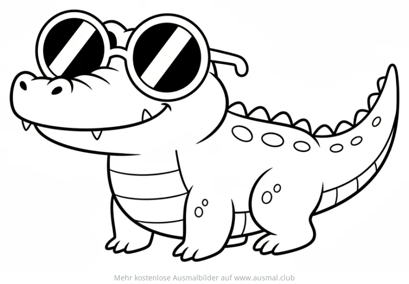 Krokodil mit Sonnenbrille Ausmalbild