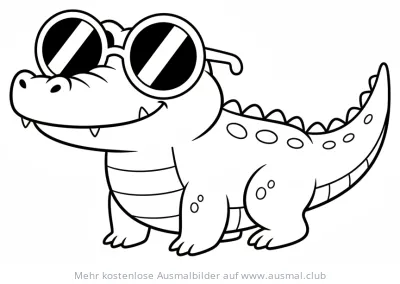 Krokodil mit Sonnenbrille Ausmalbild