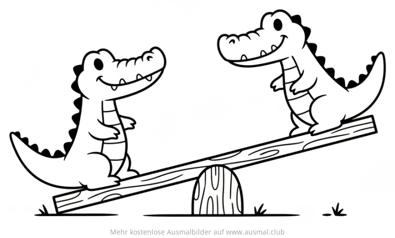 Zwei Krokodile auf einer Wippe Ausmalbild