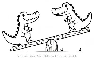 Zwei Krokodile auf einer Wippe Ausmalbild