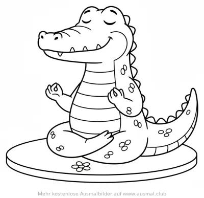 Krokodil macht Yoga Ausmalbild