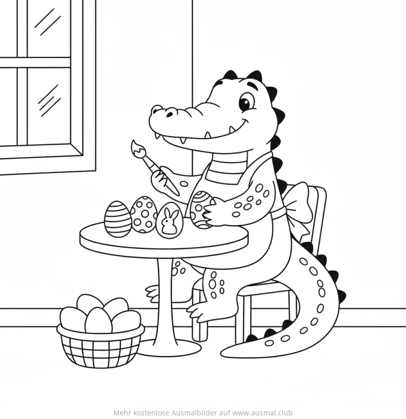Krokodil bemalt Ostereier Ausmalbild