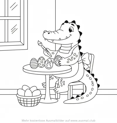 Krokodil bemalt Ostereier Ausmalbild