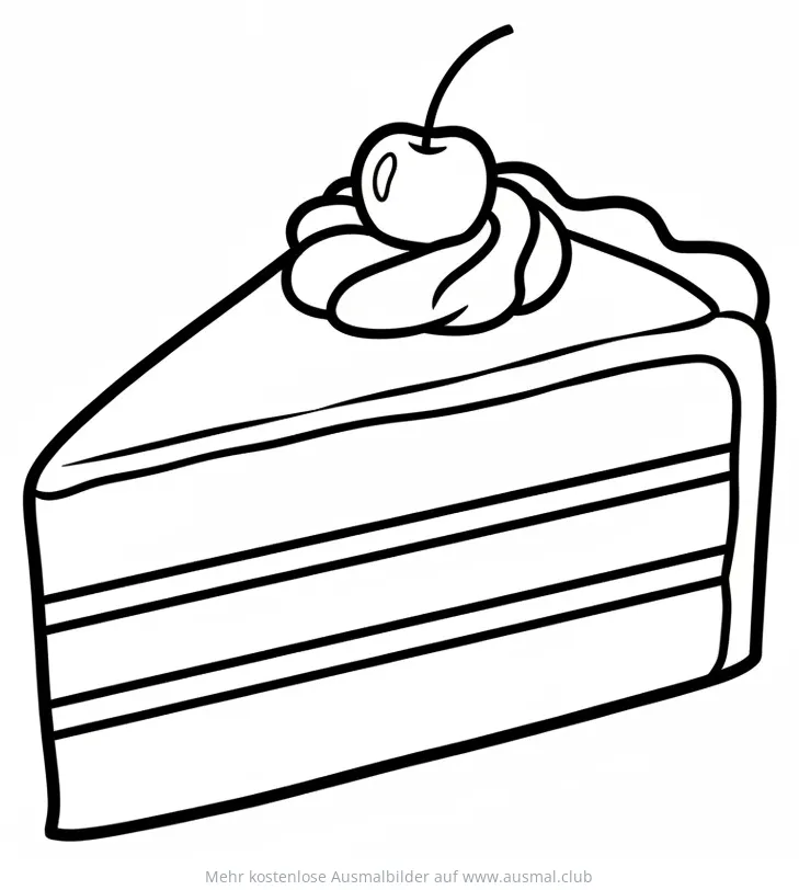 Kuchenstück mit Kirsche Ausmalbild