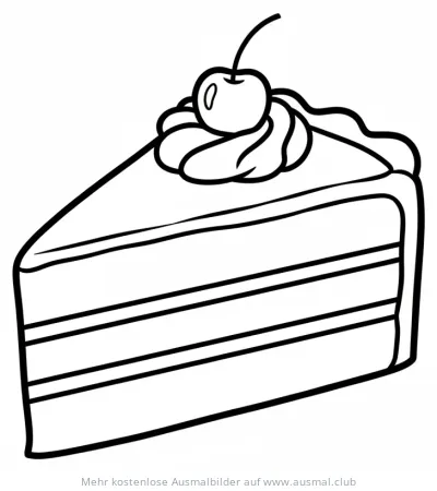 Kuchenstück mit Kirsche Ausmalbild