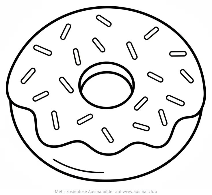 Donut Ausmalbild mit Zuckerguss und Streuseln