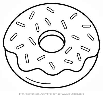 Donut Ausmalbild mit Zuckerguss und Streuseln