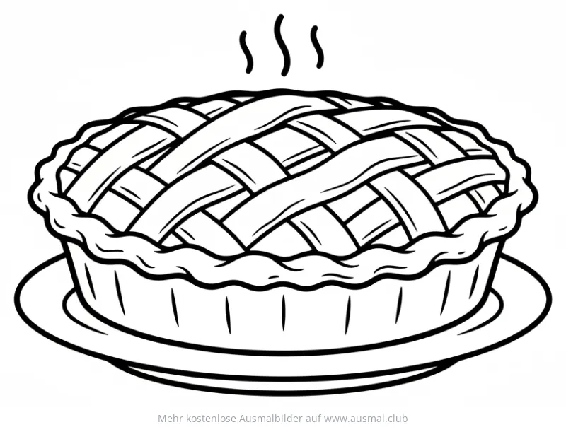 Obstkuchen mit Gittermuster Ausmalbild