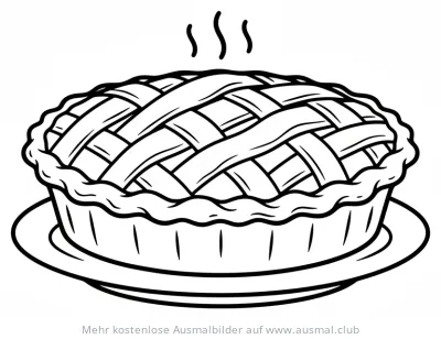 Obstkuchen mit Gittermuster Ausmalbild