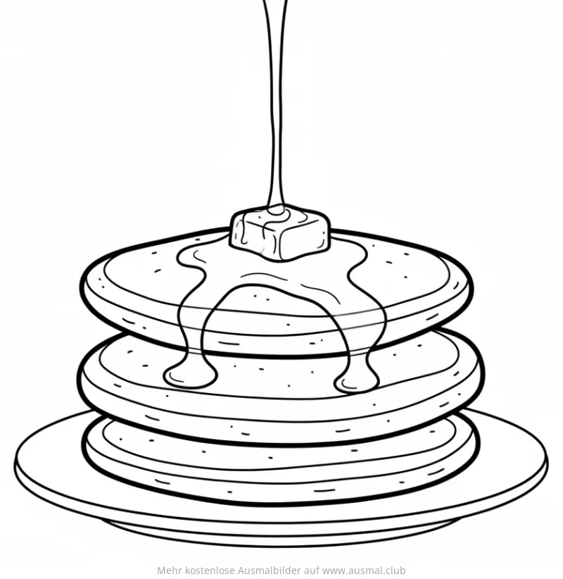 Pfannkuchen mit Sirup und Butter Ausmalbild