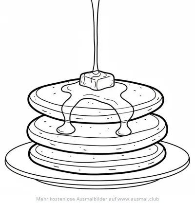 Pfannkuchen mit Sirup und Butter Ausmalbild