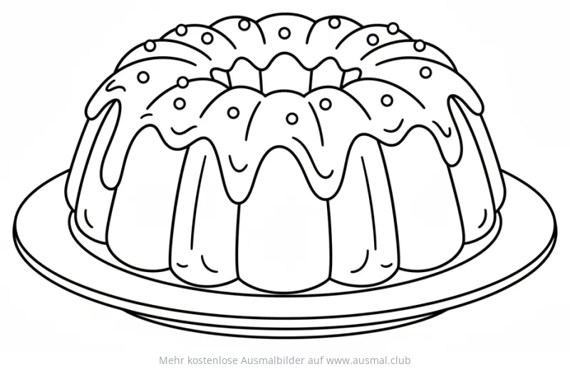 Gugelhupf Ausmalbild mit Zuckerguss