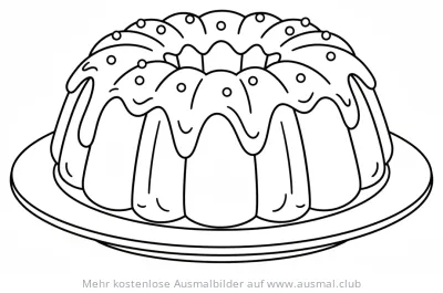 Gugelhupf Ausmalbild mit Zuckerguss