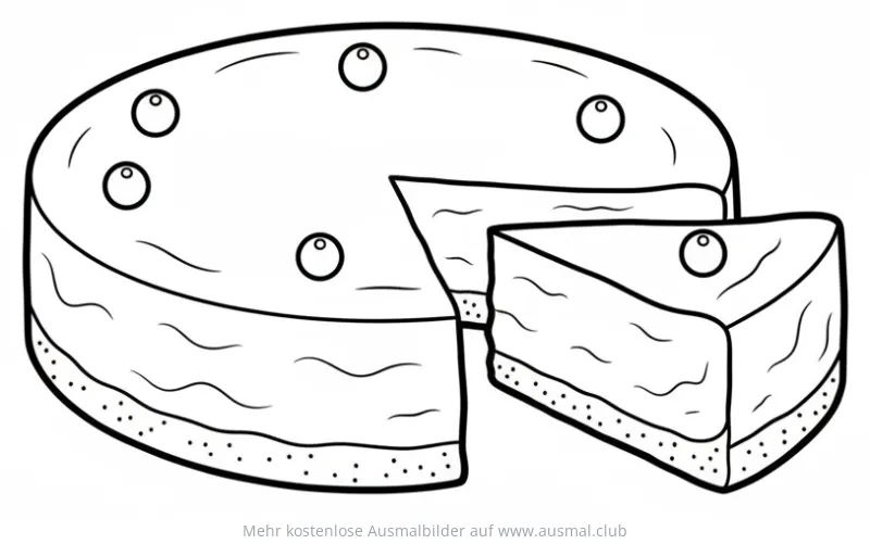 Käsekuchen mit Blaubeeren Ausmalbild