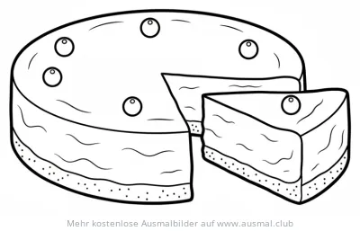 Käsekuchen mit Blaubeeren Ausmalbild
