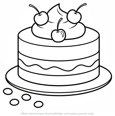 Moussetorte mit Kirschen Ausmalbild