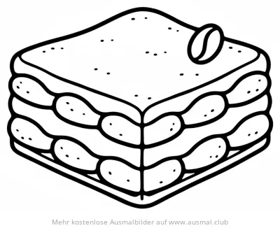Tiramisu Ausmalbild mit Kaffeebohne