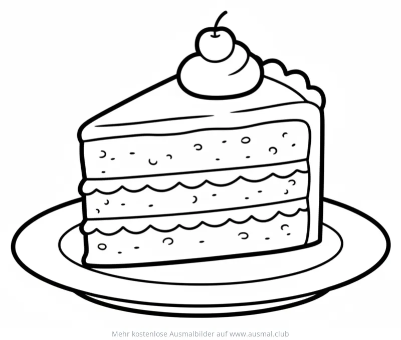 Red Velvet Kuchen Stück Ausmalbild mit Kirsche