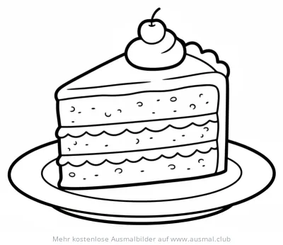 Red Velvet Kuchen Stück Ausmalbild mit Kirsche