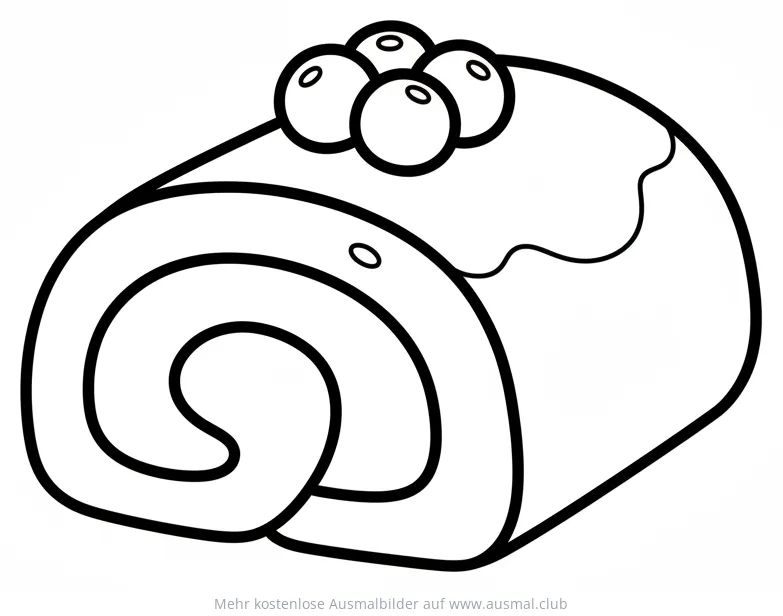 Biskuitrolle Ausmalbild mit Beeren