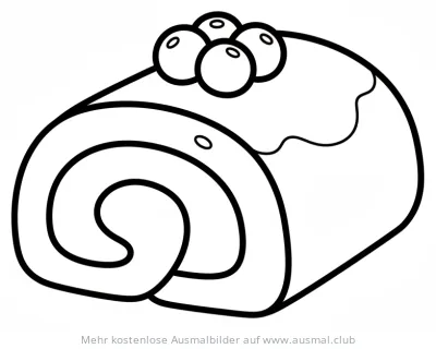 Biskuitrolle Ausmalbild mit Beeren