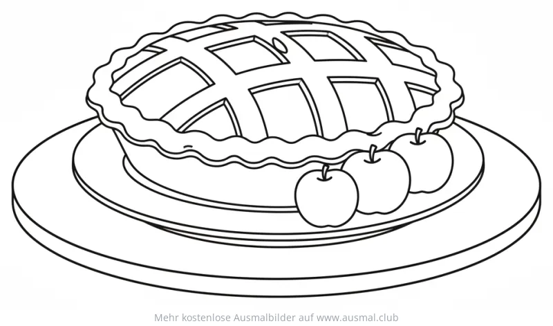 Apfelkuchen Ausmalbild mit Äpfeln